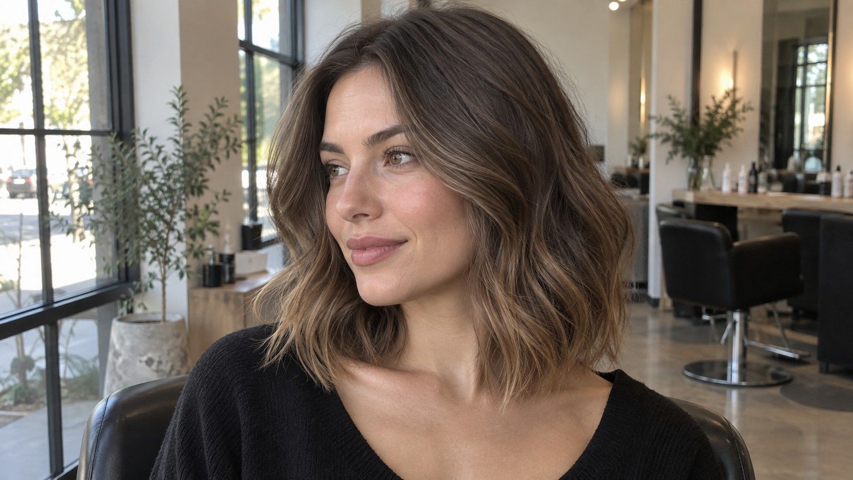 Mushroom brown hair with muted brunette dimension